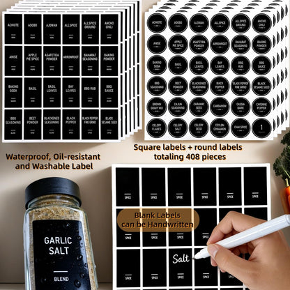 Spice Jars with Labels - 24 Glass Spice with Shaker Lids & Airtight Plastic Caps - 4Oz Complete Seasoning Containers Organizer Set for Cabinet, Drawer & Rack (Black)5