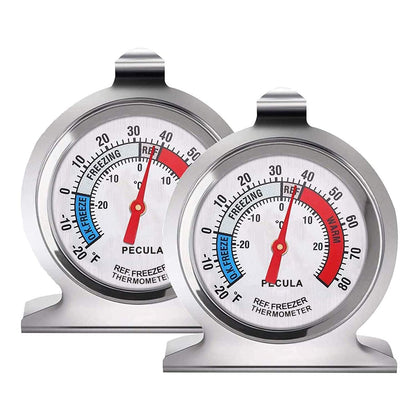 2 Pack Refrigerator Thermometer, 30-30°C/20-80°F, Classic Fridge Thermometer Large Dial with Red Indicator Thermometer for Freezer Refrigerator Cooler1