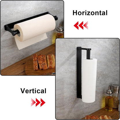 Paper Towel Holder under Cabinet, Paper Towel Holder, Aluminum Alloy Kitchen Towel Holders, Self Adhesive Kitchen Roll Holder for Kitchen, Bathroom, Living Room (Black)7