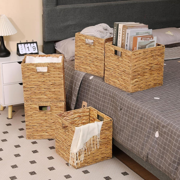 11X11In Wicker Storage Baskets Set of 5 Collapsible Water Hyacinth Basket7