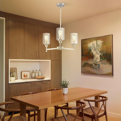 3 Light Brushed Nickel Chandeliers for Dining Room Light Fixture over Table4