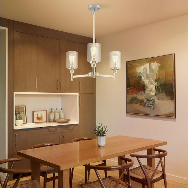 3 Light Brushed Nickel Chandeliers for Dining Room Light Fixture over Table4