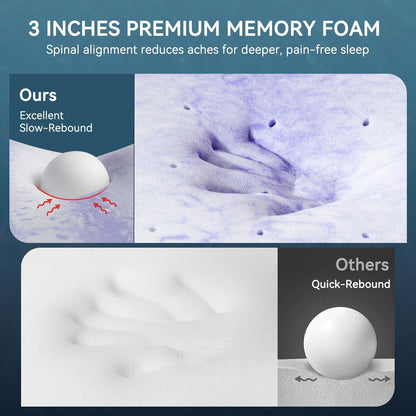 3 Inch Twin XL Memory Foam Mattress Topper,Dorm Room Essentials | Gel Foam Bed Topper with Washable Cover, Non-Slip Back to School Bedding,Pressure-Relieving Mattress Topper for Back Pain3