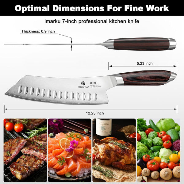 Japanese Santoku Knife 7 Inch, 10Cr15Comov 3-Layer Stainless Steel4