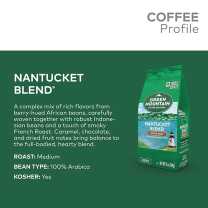 , Nantucket Blend, Fair Trade Certified, Ground Coffee, Medium Roast, Bagged 12Oz.6
