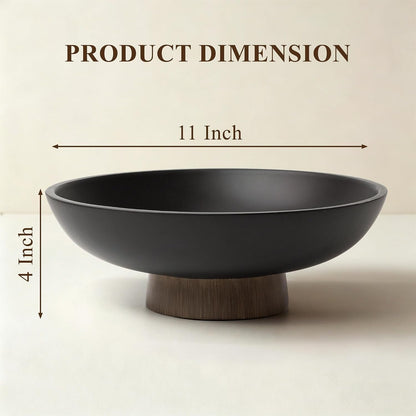 Pedestal Fruit Bowl, Decorative Resin Bowl, Faux Wood Base Black | Perfect for Kitchen Counters, Coffee Tables. Use as a Fruit Bowl, Centerpiece, or Catch-All for Everyday Essentials2
