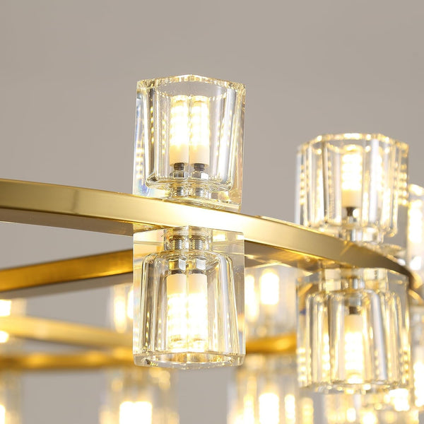 2 Tier Gold Wagon Wheel Chandelier, 108-Lights Farmhouse Pendant Light Fixture, Rustic round Chandelier for Foyer Entryway Living Room (Dia 32"+40")2