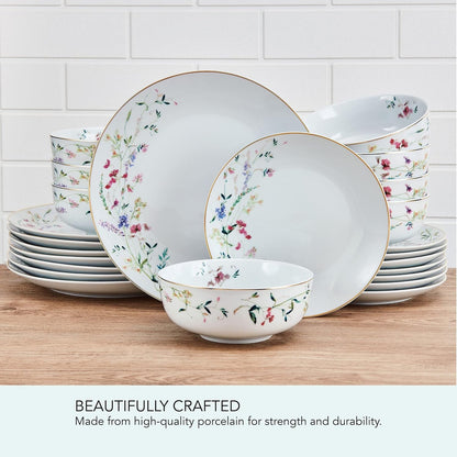 Kalina Metallic 24 Piece Dinnerware Set, Service for 86