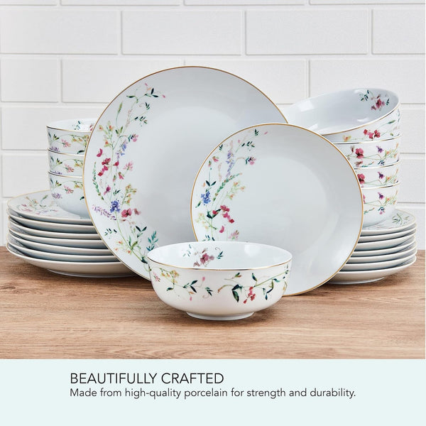 Kalina Metallic 24 Piece Dinnerware Set, Service for 86