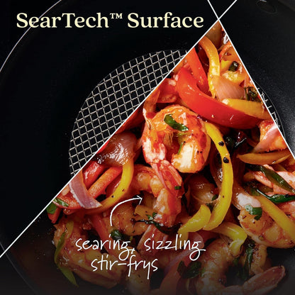 X Seartech Aluminum Nonstick Cookware Stir Fry Wok with Lid, 10-Inch, Super Dark Gray4