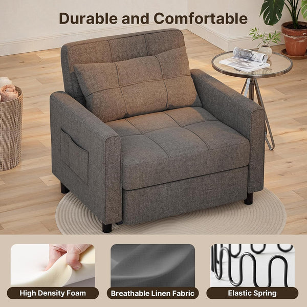3-In-1 Convertible Sofa Bed Chair, Pullout Sleeper, Adjustable Back6