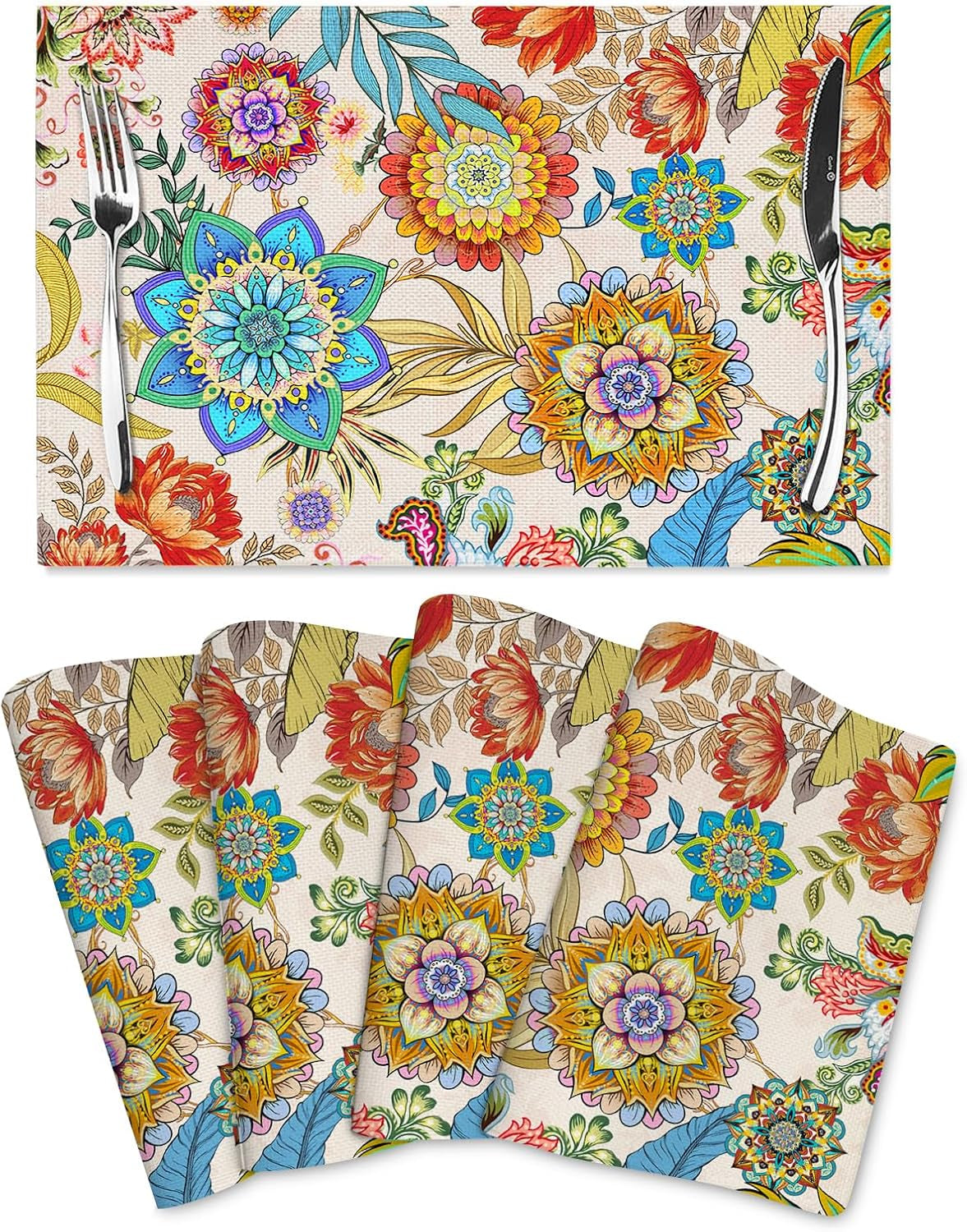 boho-floral-placemats-set-of-4-linen-12x18-colorful-flowers-table-mats-for-kitchen-dining-table-holiday-party-heat-resistant-washable-spring-summer-farmhouse-bohemian-mandala-place-mats