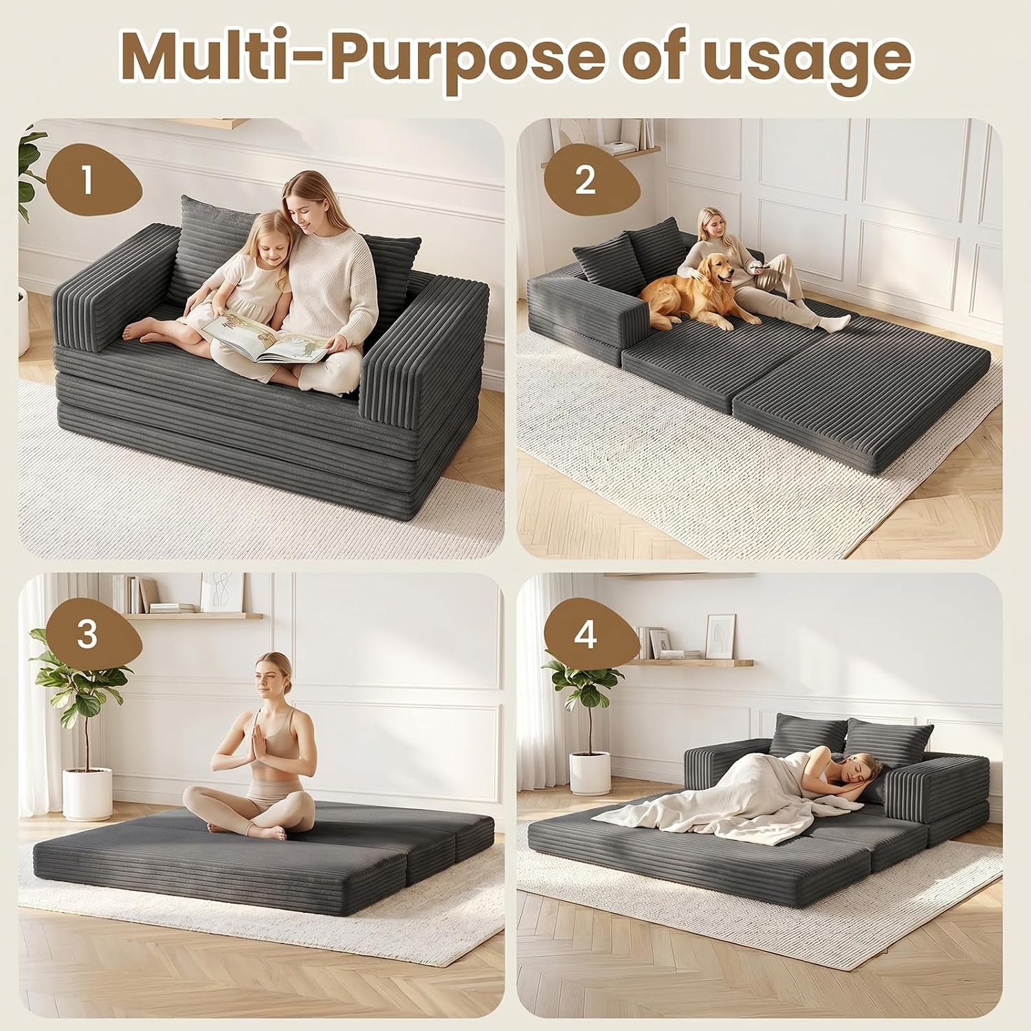 boneless-loveseat-sofa-bed-small-couch-bed-futon-sleeper-sofa-convertible-pull-out-couch-with-removable-armrests-backrest-corduroy-folding-floor-boneless-couch-for-living-room-small-space-grey
