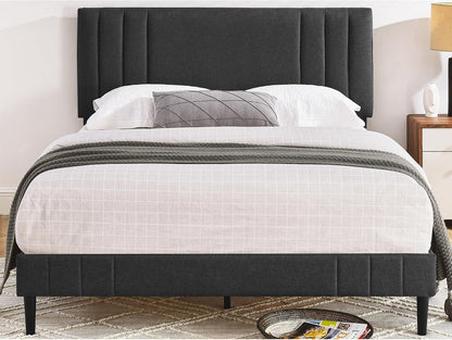 Chicago Channel Tufted Upholstered Platform Bed, Dark Gray, Queen1