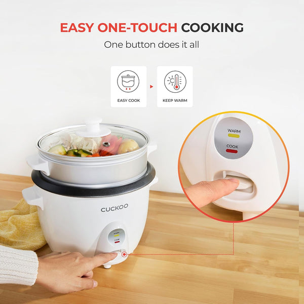 CUCKOO One-Touch Rice Cooker and Warmer, 12-Cup Cooked, White, CR-0601C | 6-Cup Uncooked Capacity, Nonstick Inner Pot, One-Touch Operation, Automatic Keep Warm, for Families and Meal Prep6