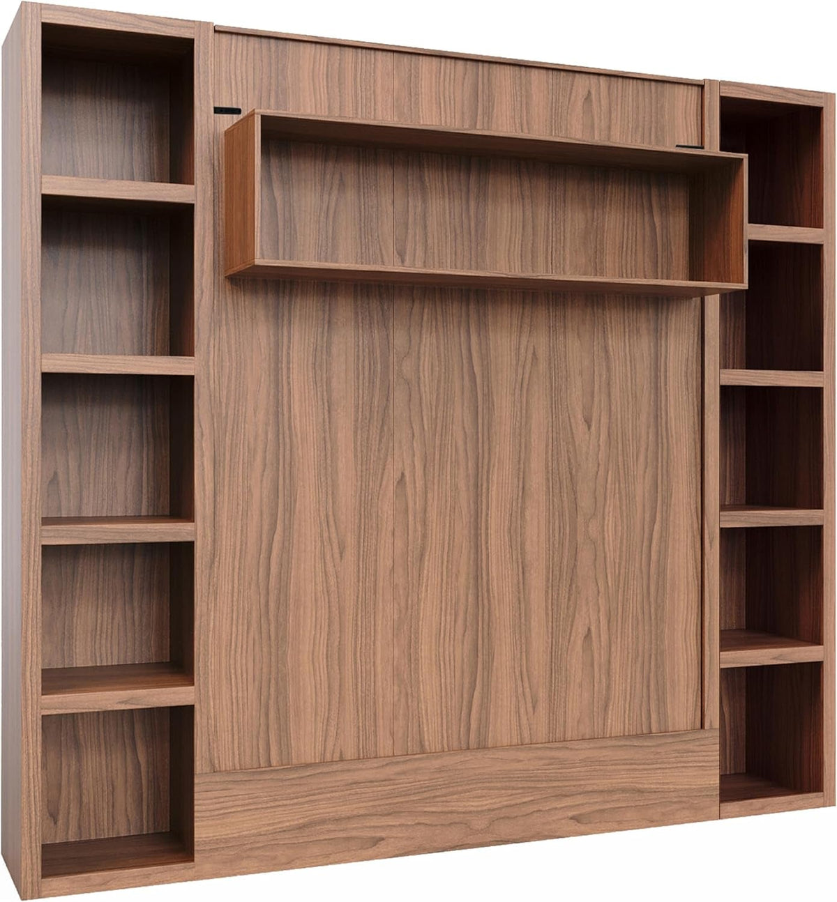 easy-lift-queen-murphy-wall-bed-in-brown-wood-grain-with-two-bookshelves