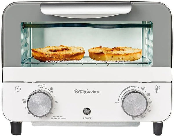Mini Toaster Oven, 750W, BC-5629W, White | Compact Countertop Oven for Dorms, Rvs, Apartments, 7-Liter Capacity, Adjustable Timer, Includes Baking Tray & Rack1