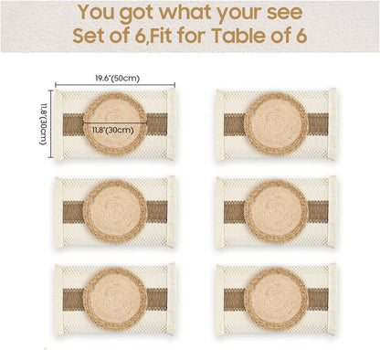 Placemats Set of 6 with 6 Pcs round Placemats and 6 Pcs Table Mats2