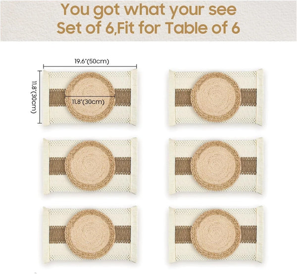 Placemats Set of 6 with 6 Pcs round Placemats and 6 Pcs Table Mats2
