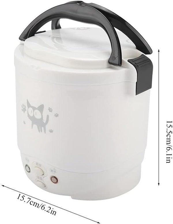 Small Rice Cooker,12V Portable Travel Rice Cooker for Car, Cooking Heating and Keeping Warm Function, Can Be Used as a Electric Lunch Box(White)9