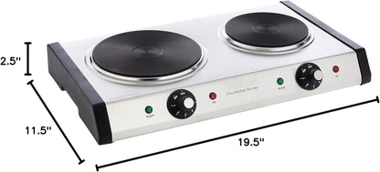CMW-70 Stainless Steel Microwave Oven, Silver & Cast-Iron Double Burner, 11.5"(L) X 19.5"(W) X 2.5"(H), Silver8