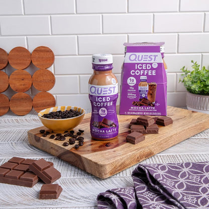 Quest Nutrition Iced Coffee, Mocha Latte, 1G of Sugar, 10G of Protein, 90 Calories, 200Mg of Caffeine, 12 Count | 200Mg Caffeine, 90 Calories per Bottle, Creamy Coffeehouse Taste, Rich, Chocolatey Mocha Latte Flavor without a Ton of Sugar8