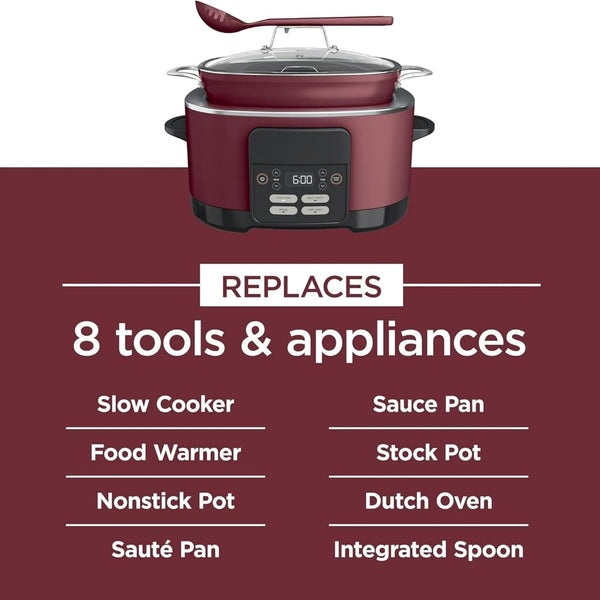 MC1000 Foodi Possiblecooker 8.5 Quart Multi-Cooker,With 8-In-1 Slow Cooker,Dutch Oven & More,Glass Lid & Integrated Spoon,Nonstick,Oven Safe Pot to 500°F8