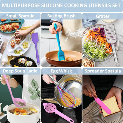 Silicone Kitchen Utensils Set, 16-Piece Silicone Cooking Utensils by6