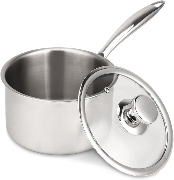 1.5 QT Titanium Saucepan with Lid,Healthy Titanium Pot for Cooking | Non Stick Titanium Cookware, Pure No Coating Lightweight Milk Pot Compatible with All Stovetops for Warming Sauce,Baby Food1