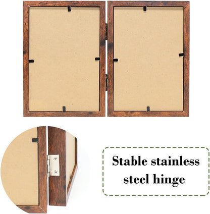 5X7 Double Picture Frame Rustic Brown Wooden Photo Frame4