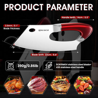 Effort Saving Meat Cleaver - Red Easy Handle Chef Knife8