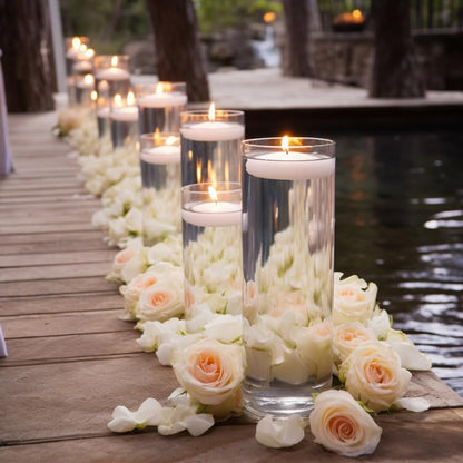 48 Pack 3 Inch Floating Candles, 8 Hour Burn White Real Wax7