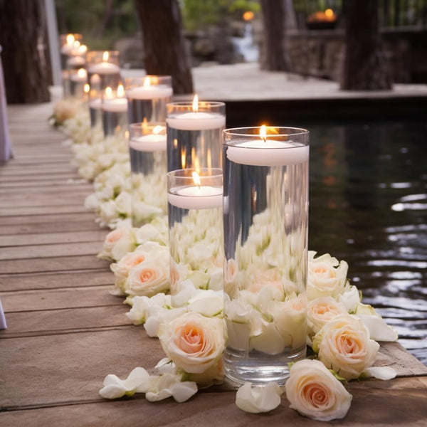 48 Pack 3 Inch Floating Candles, 8 Hour Burn White Real Wax7