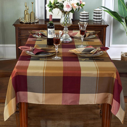 Fall Checkered Rectangle Tablecloth 52" X 70"Inch Red3