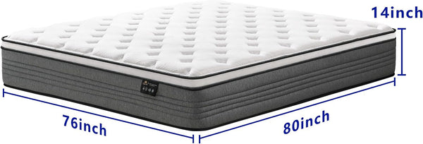 King Size Matresses, 14 Inch Pocketed Spring King Mattress in a Box2