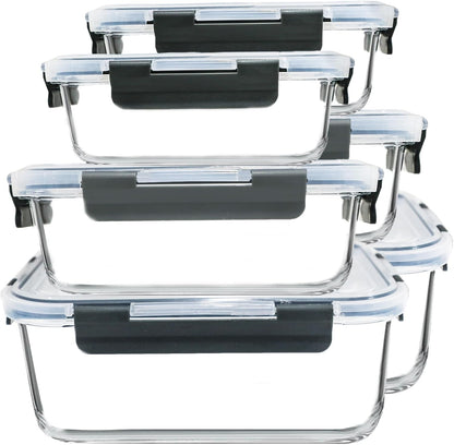 6 Pack Extra Large Glass Food Storage Containers with Lids1
