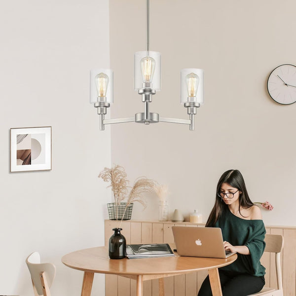3 Light Brushed Nickel Chandeliers for Dining Room Light Fixture over Table3