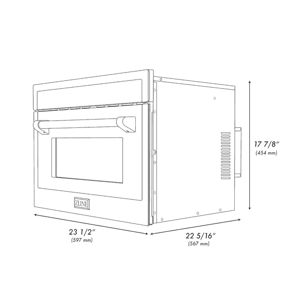 ZLINE Autograph Edition 24" 1.6 Cu Ft. Built-In Convection Microwave Oven in Black Stainless Steel and Gold Accents9