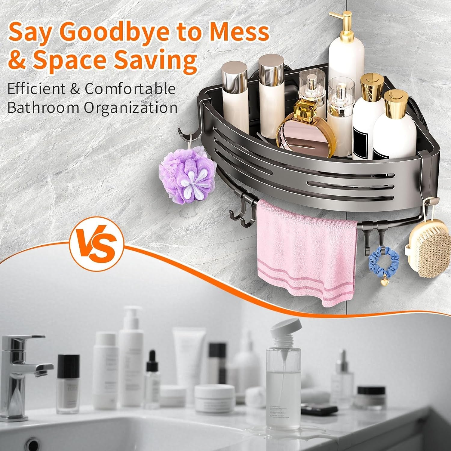 corner-shower-caddy-suction-cup-shower-shelves-organizer-for-bathroom-storage-aluminum-no-drilling-removable-rustproof-shower-shelf-rack-with-towel-bar-hooks-gray