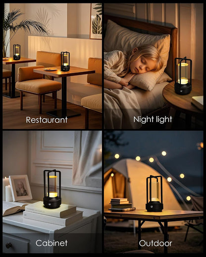 Set of 2 Cordless Table Lamps Rechargeable Desk Lamps Black6