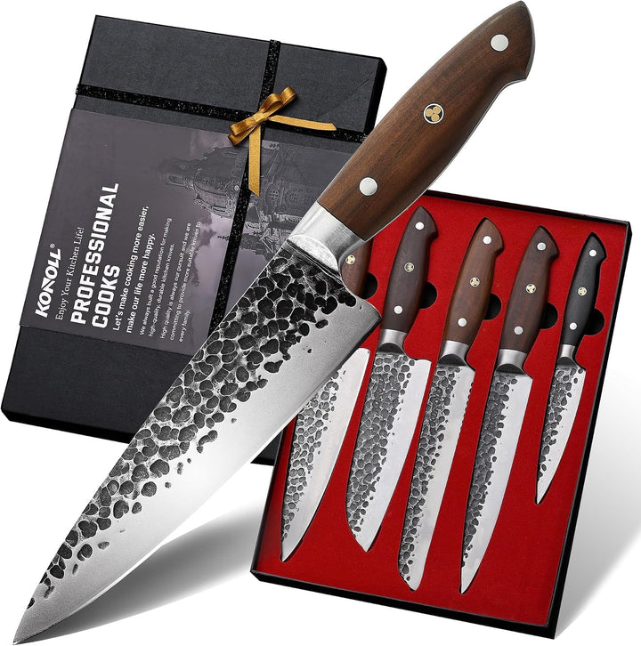 Professional Japanese Chef Knife Set - 5 Piece Kitchen Knife Set, Ultra Sharp High Carbon Stainless Steel Cooking Knives with Ergonomic Pakkawood Handle, Ideal Gift for Home Chefs