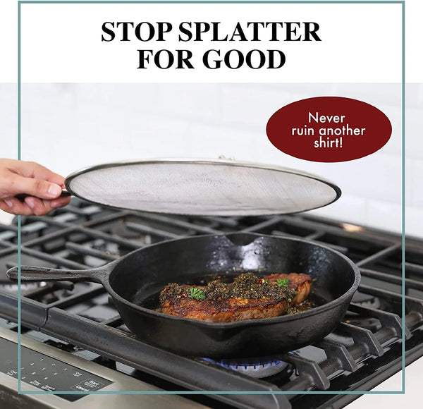 Splatter Screen for Frying Pan - 11.5 Inch Stainless Steel Grease Splatter Guard - Cover Oil Splash When Sizzling Bacon, Cooking Fried Chicken or Popcorn8