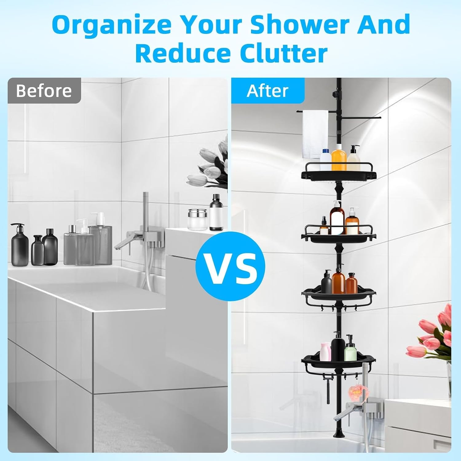 32-122inch-corner-shower-caddy-tension-pole-black-rustproof-drill-free-shower-shelves-for-bathroom-bathtub-washbasin-adjustable-shower-organizer-with-4-tier-patent-stable-shelves-towel-bars
