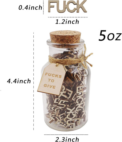 Fuck Jar（5Oz） Gift Jar,Fucks to Give,Fuck Wooden Cutout Letter Piece Bad Mood Vent Spoof Birthday Day,Holiday, Thanksgiving Christmas Gifts to Friend,Gag Funny Gift3