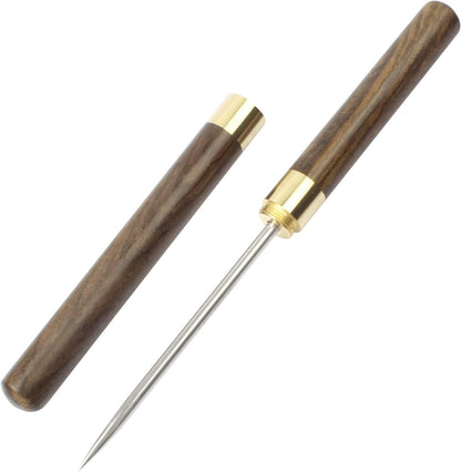 Stainless Steel Ice Pick, 9 Inch Pick Tool with Safety Cover, Non-Slip Wooden Handle Pick for Bars, Kitchen, Bartender Breaking Ice (M, Wood Color)1