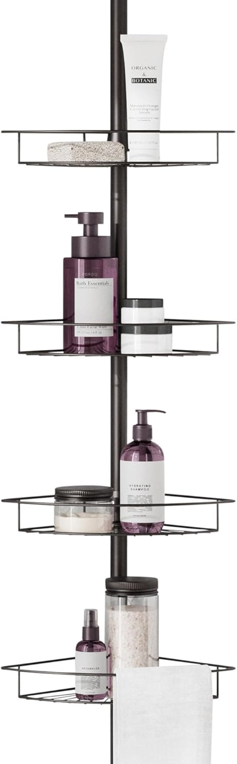 tension-pole-shower-caddy-corner-organizer-adjustable-standing-shower-caddy-with-4-baskets-and-towel-bar-rust-resistant-bathroom-tension-rod-organizer-60-to-97-inch-bronze