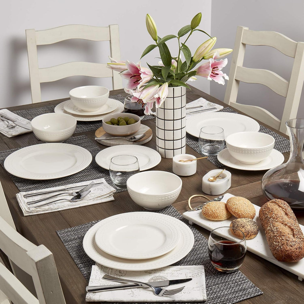 tabletops-gallery-embossed-white-porcelain-round-dinnerware-bloom-12-piece-dinnerware-set