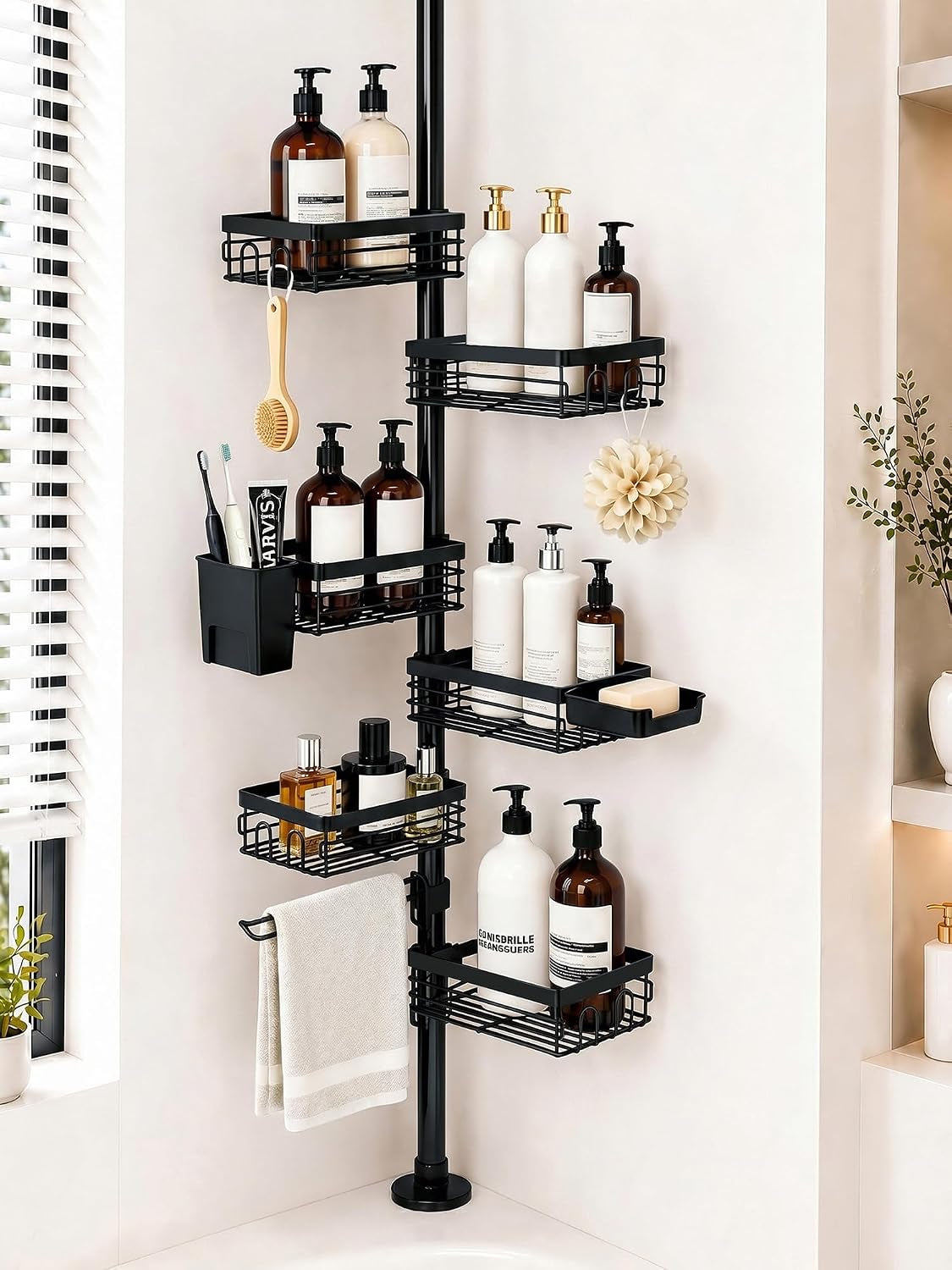 6-tier-corner-shower-caddy-tension-pole-rustproof-shelves-black