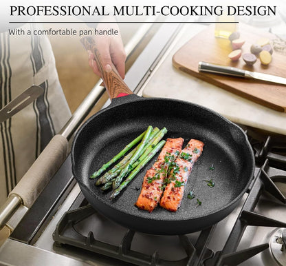 8 Inch Nonstick Frying Pan Skillet with Lid, Cast Aluminum4