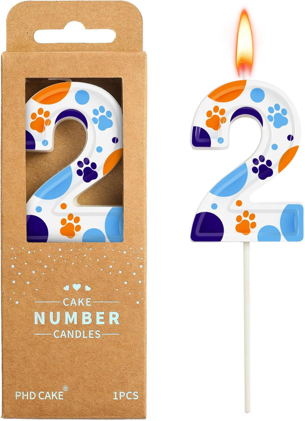 2.76 Inch Number 2 Dog Birthday Candles, Blue Dog Number Candles, Cake Number Candles, Party Celebration, Style Candle1